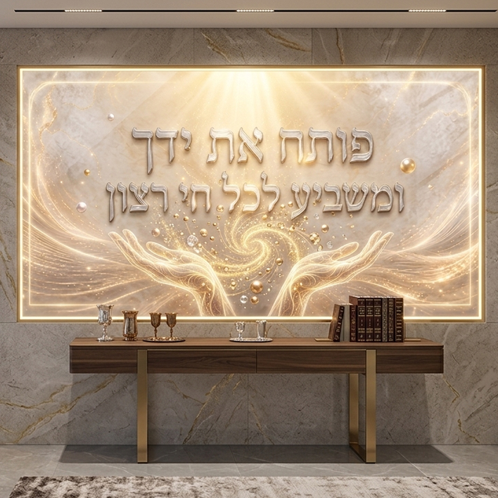 פותח את ידיך של שפע זכוכית תלויה על הקיר
