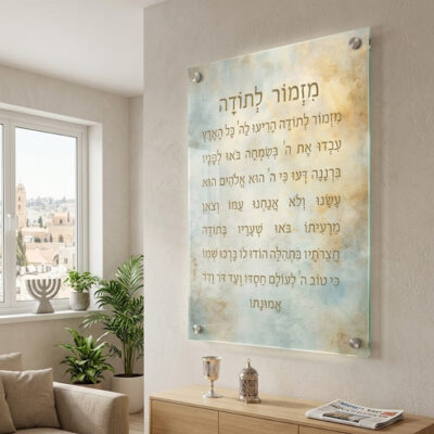 מזמור לתודה מתכתי זכוכית תלוי על קיר בסלון