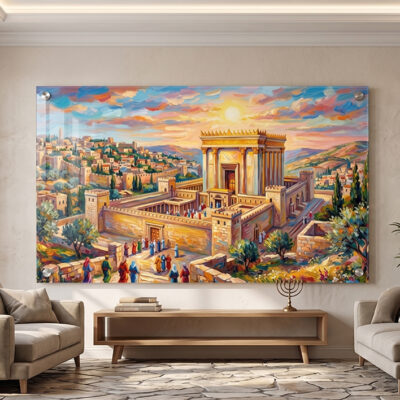 שחר בית המקדש תמונת זכוכית תלויה על הקיר
