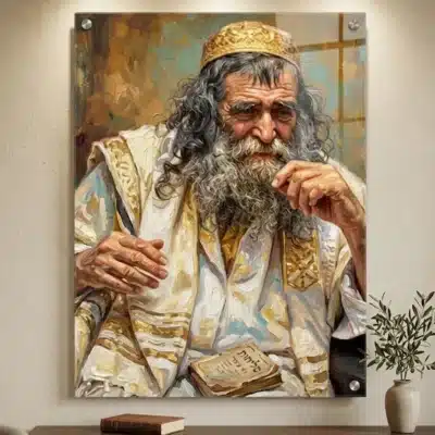הרב עמוס - ציורי שמן של קדושה 2 - תמונת זכוכית תלויה על הקיר בסלון