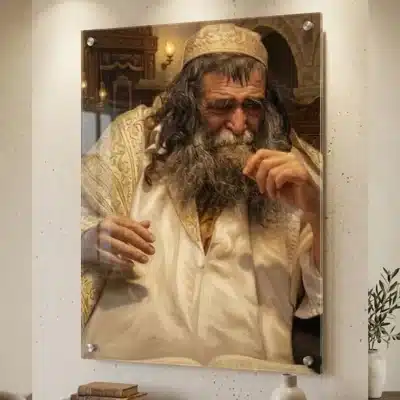 הרב עמוס - ציורי שמן של קדושה - תמונת זכוכית תלויה על הקיר בסלון